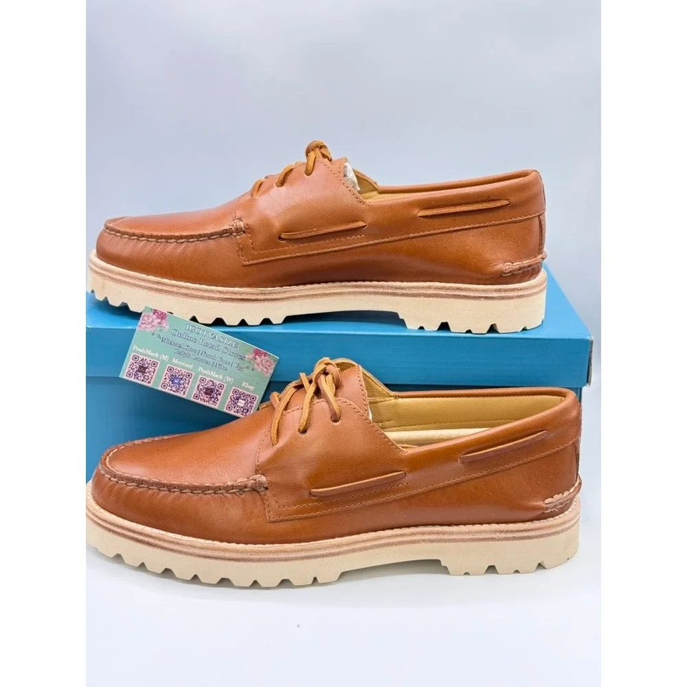 Sperry A/O 3-Eye Lug Tan Bronzer Leather Boat Shoe Men's NIB‎